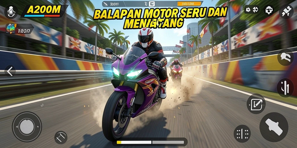 Tampilan mendebarkan dari balapan motor yang seru di A200M.