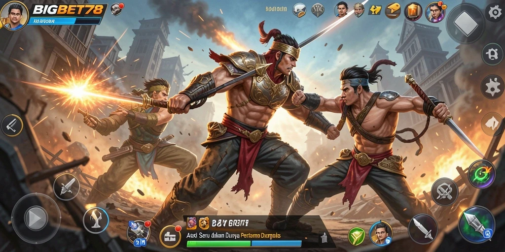 Tangkapan layar menunjukkan aksi mendebarkan dalam pertempuran BIGBET78.