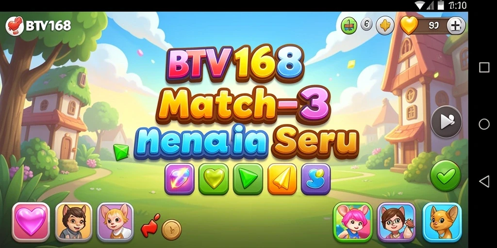Screenshot gameplay BTV168 menampilkan aksi seru dalam permainan Match-3.