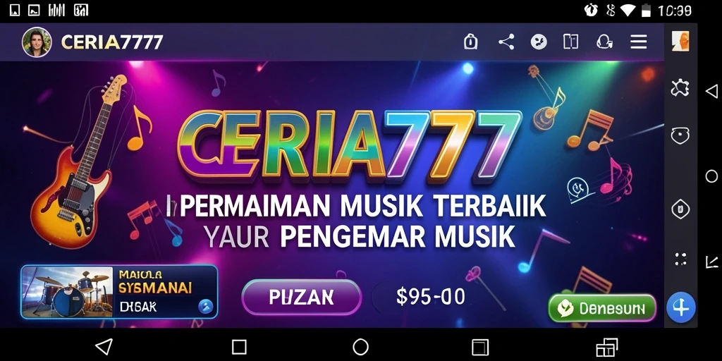 Tangkapan layar CERIA777 yang menunjukkan keseruan gameplay musik.