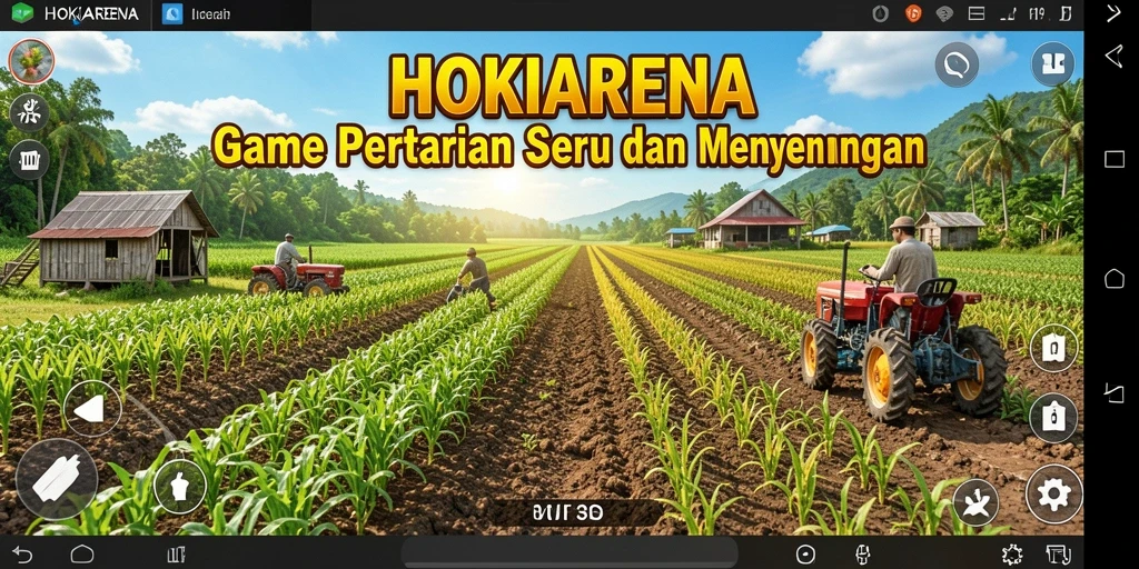 Tampilan gameplay HOKIARENA yang menampilkan ladang pertanian yang indah.