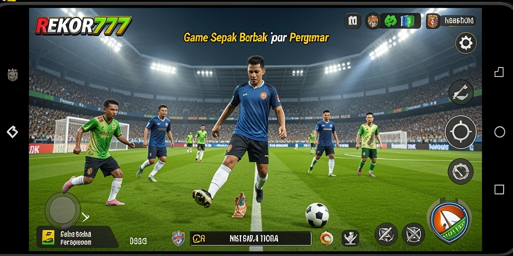 Screenshot gameplay REKOR777 dengan aksi sepak bola yang seru.