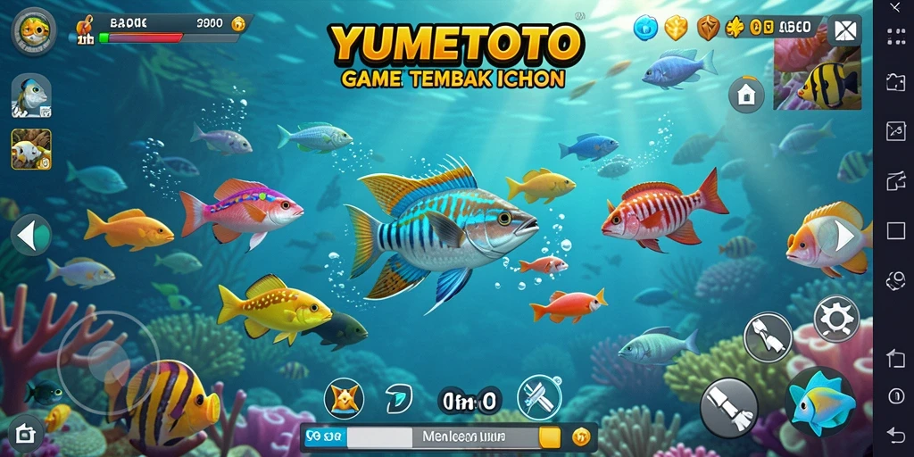 Tampilan gameplay YUMETOTO dengan aksi Tembak Ikan yang seru.